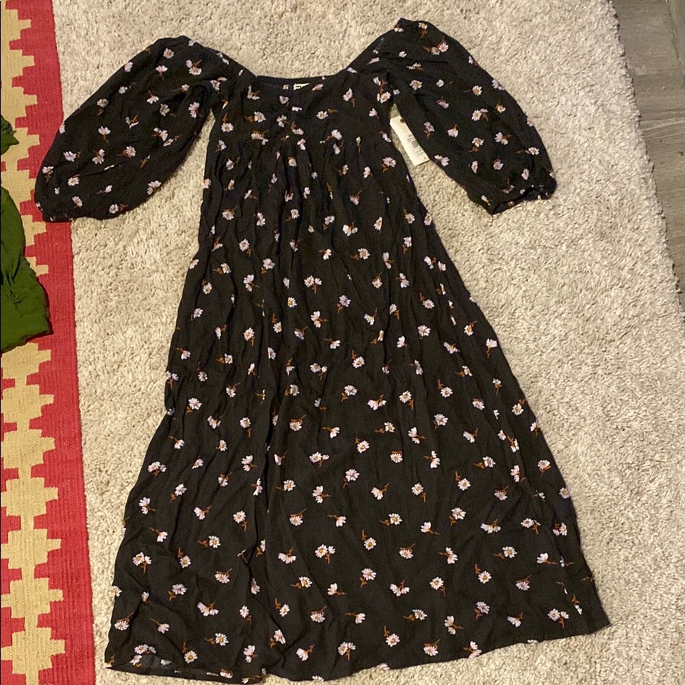 Floral black swept away dress billabong